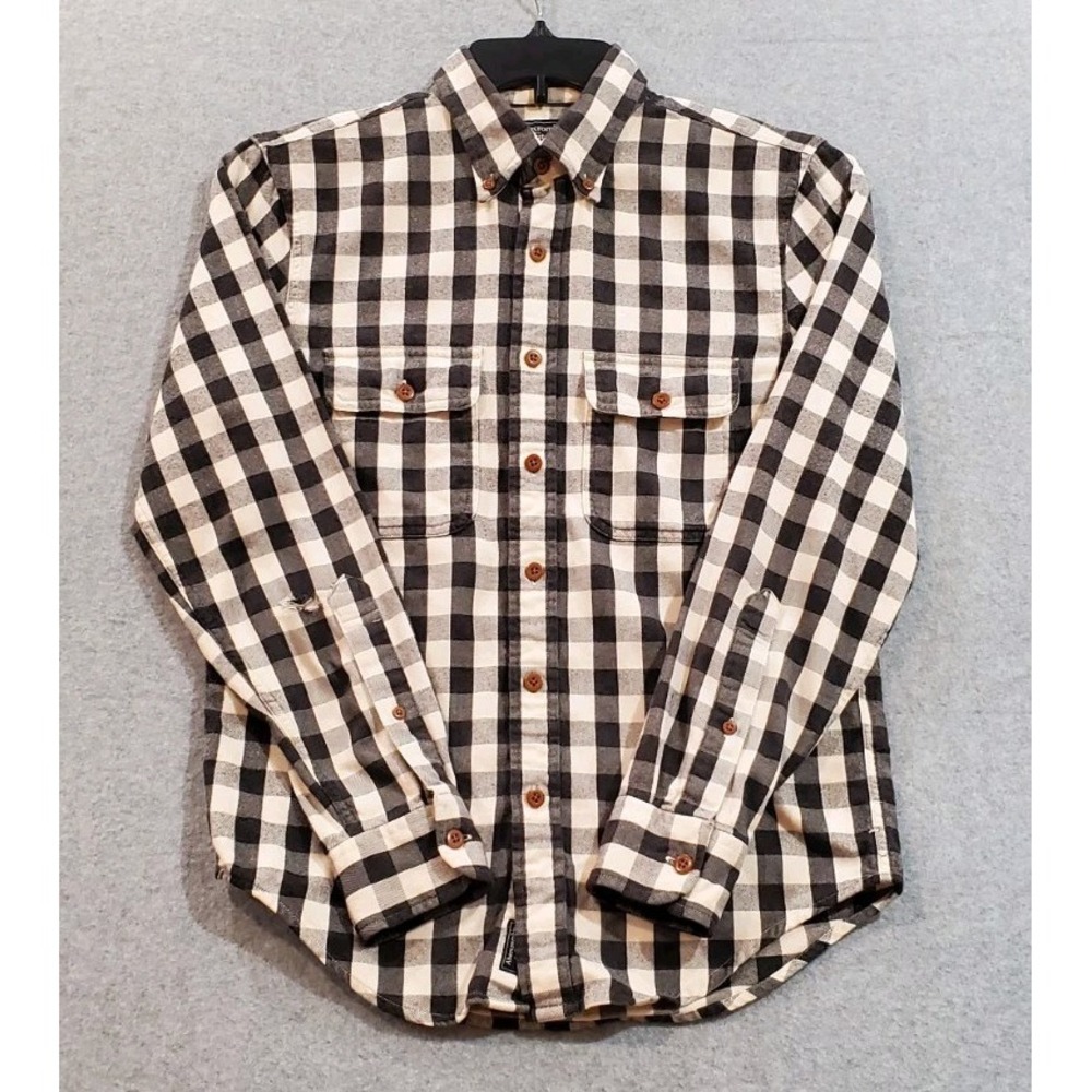 Abercrombie Fitch Plaid Flannel Long Sleeve Shirt Size XS Youth Gray White
